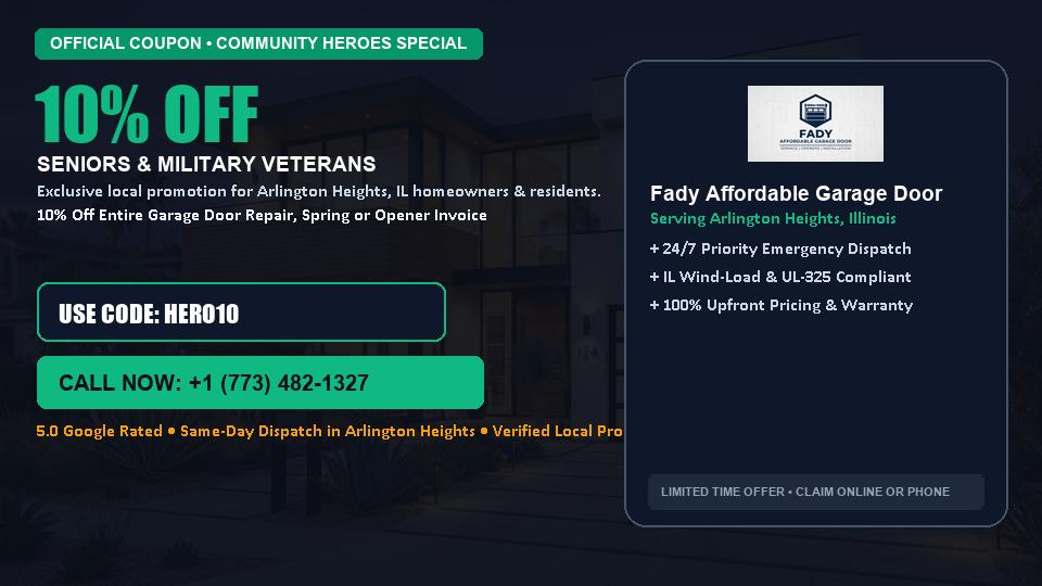 Fady Affordable Garage Door 10% OFF Seniors & Military Veterans